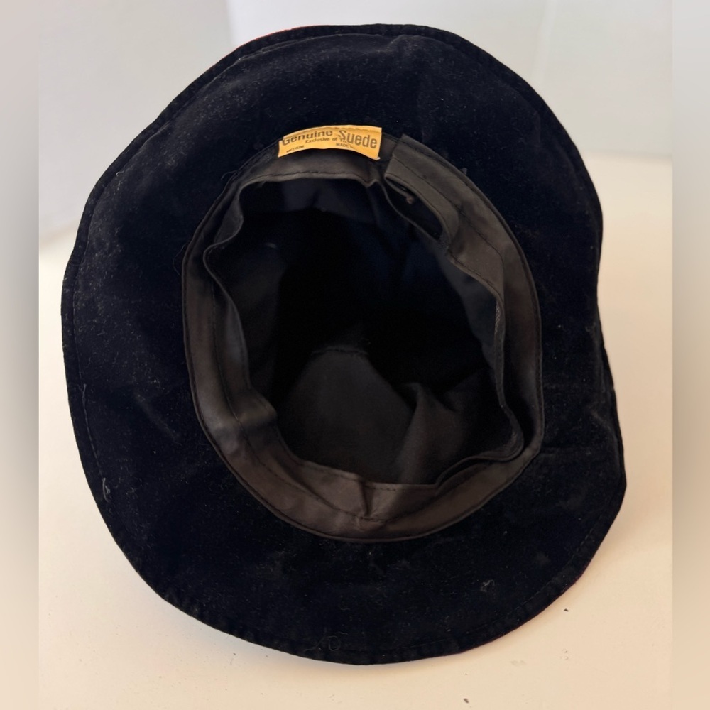 vintage 80s 90s color block leather suede bucket hat - Picture 6 of 8
